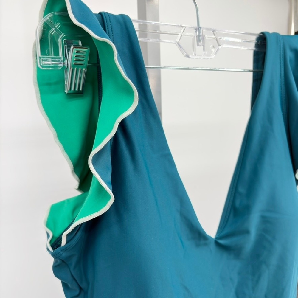 Summersalt Long Torso Ruffle Backflip One Piece Swimsuit 10LT Seaglass Seaweed - Picture 8 of 13